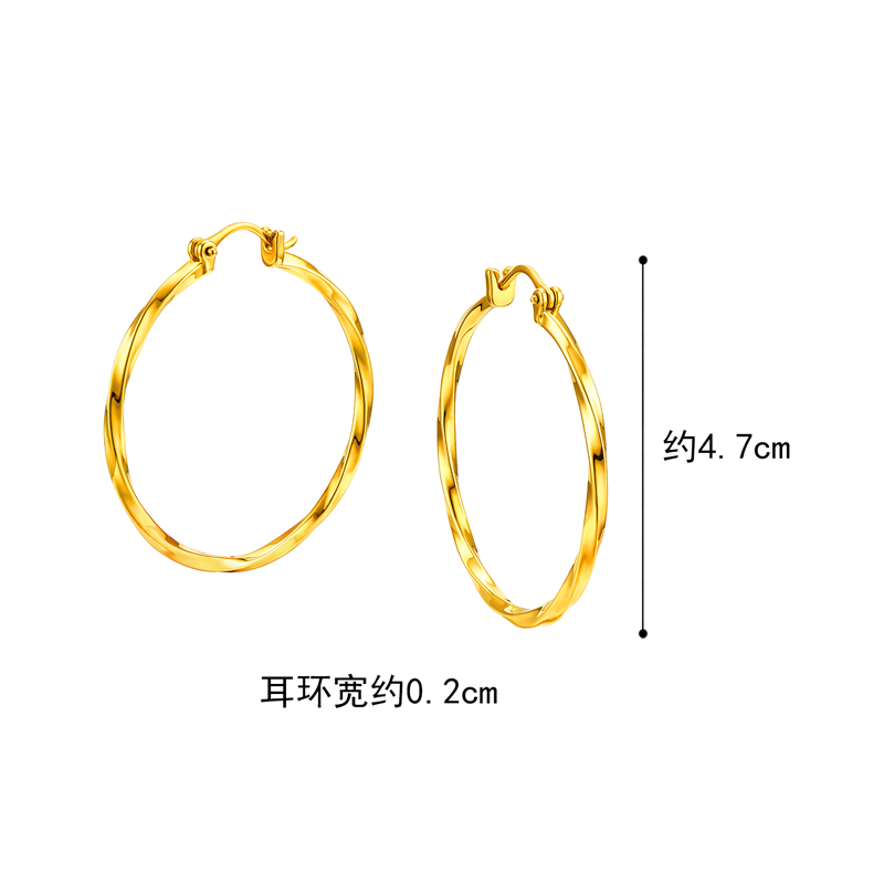 六福珠宝莫比乌斯环黄金耳环女时尚足金耳饰计价A01TBGE0010人气品类
