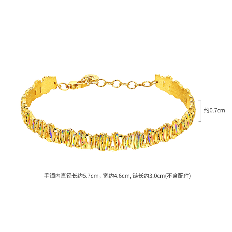 六福珠宝冰‧钻银河黄金足金女炫彩手镯女款024960AA【联系客服补货】