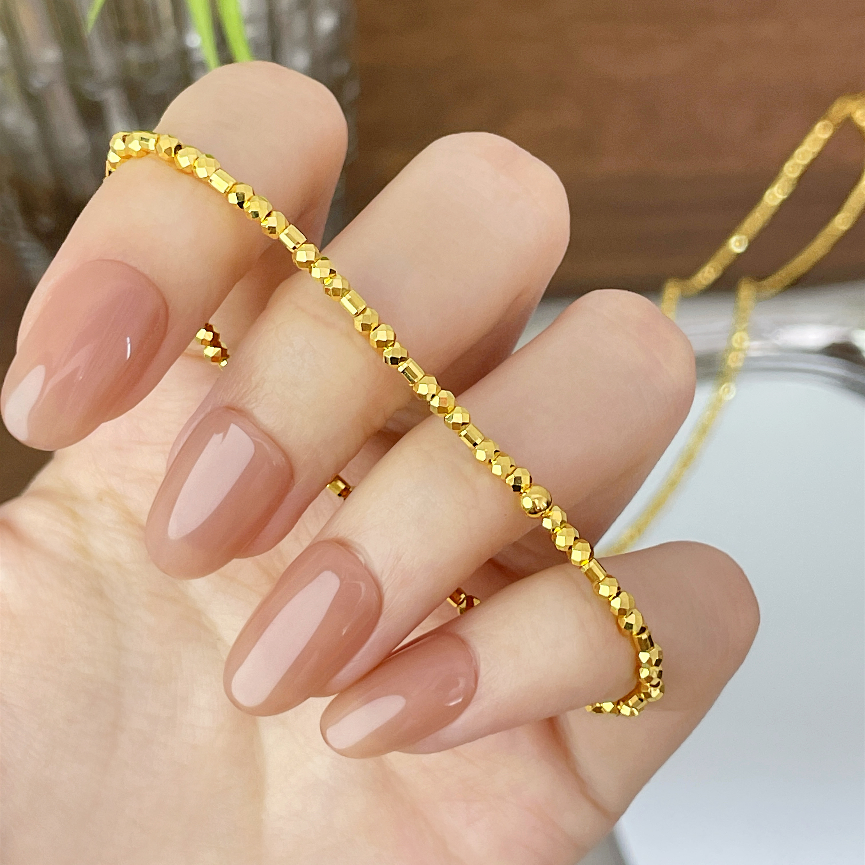六福珠宝蹦迪珠小碎金黄金手链简约女款足金手串计价G16TBGB0004手饰榜