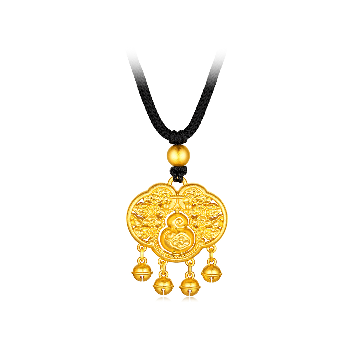 六福珠宝福满传家祥云福禄黄金吊坠葫芦如意金锁计价F58TBGP0001【1V1直播看货】