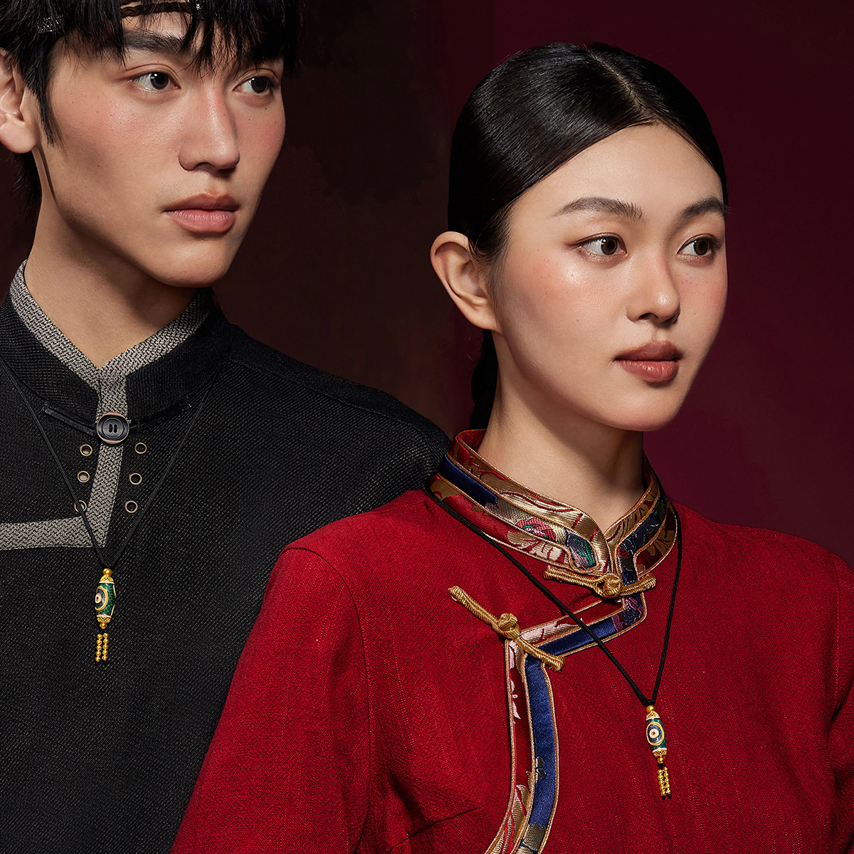 六福珠宝福满传家三眼天珠黄金吊坠男女鎏彩工艺计价F41TBGP0011【联系客服补货】【1V1直播看货】