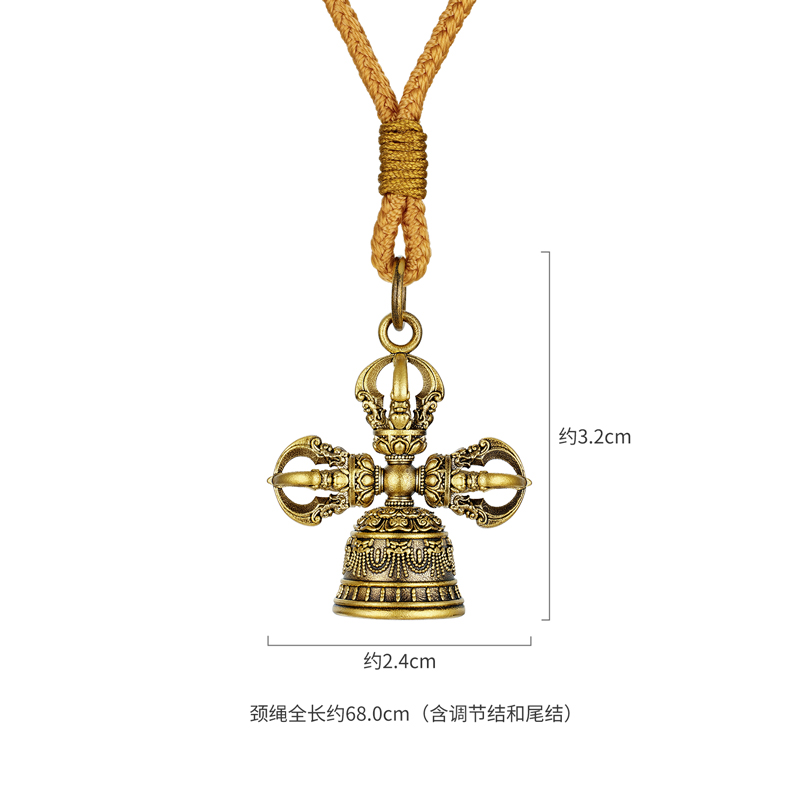 六福珠宝福满传家金刚铃黄金吊坠男女款十字金刚杵计价F63G0037DS【联系客服补货】