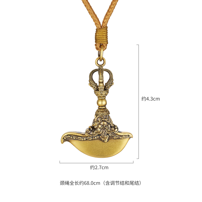 六福珠宝福满传家金刚杵钺刀黄金吊坠男女复古挂坠计价F63G0038DS【1V1直播看货】