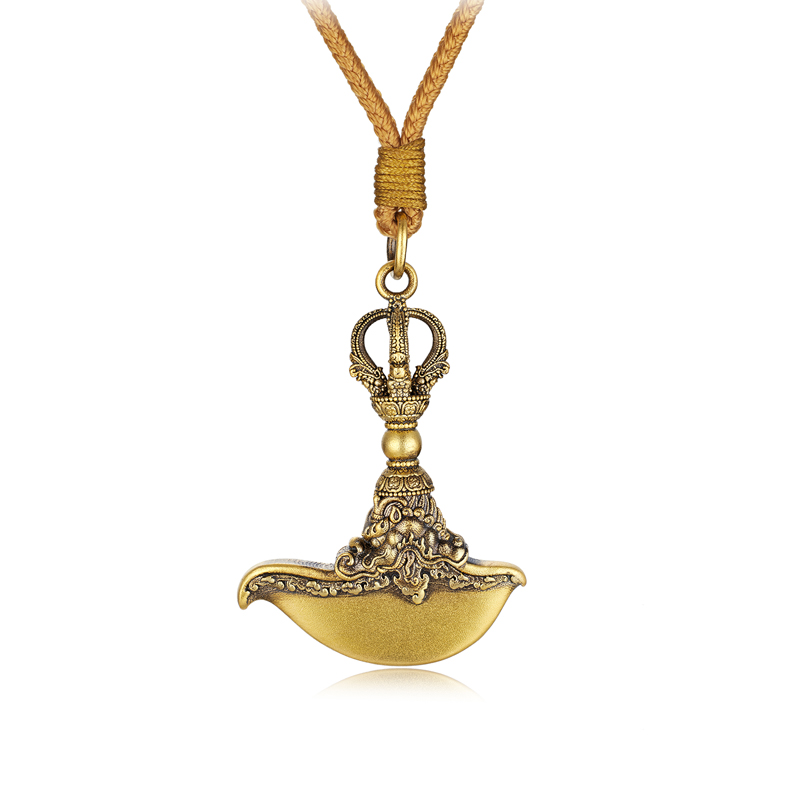 六福珠宝福满传家金刚杵钺刀黄金吊坠男女复古挂坠计价F63G0038DS【1V1直播看货】