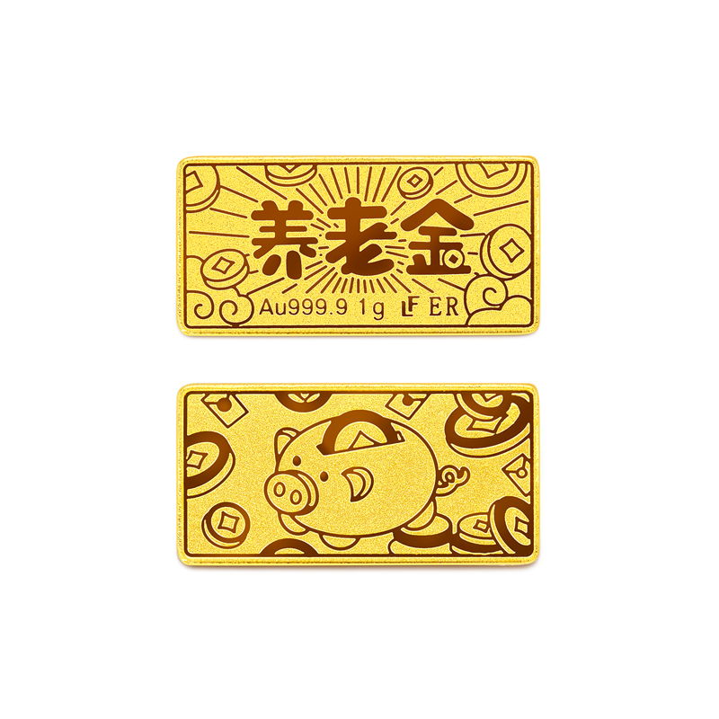 六福珠宝全力以富黄金足金1g纪念投资金条摆件计价ERG0001DS新年金饰