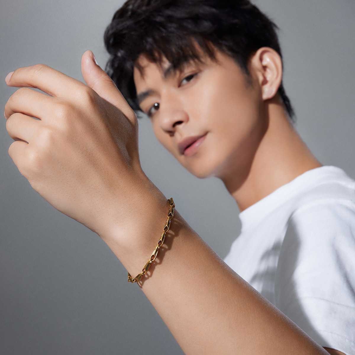 六福珠宝瓜子黄金手链男士复古电黑工艺足金手链计价HGGTBB0008【联系客服补货】