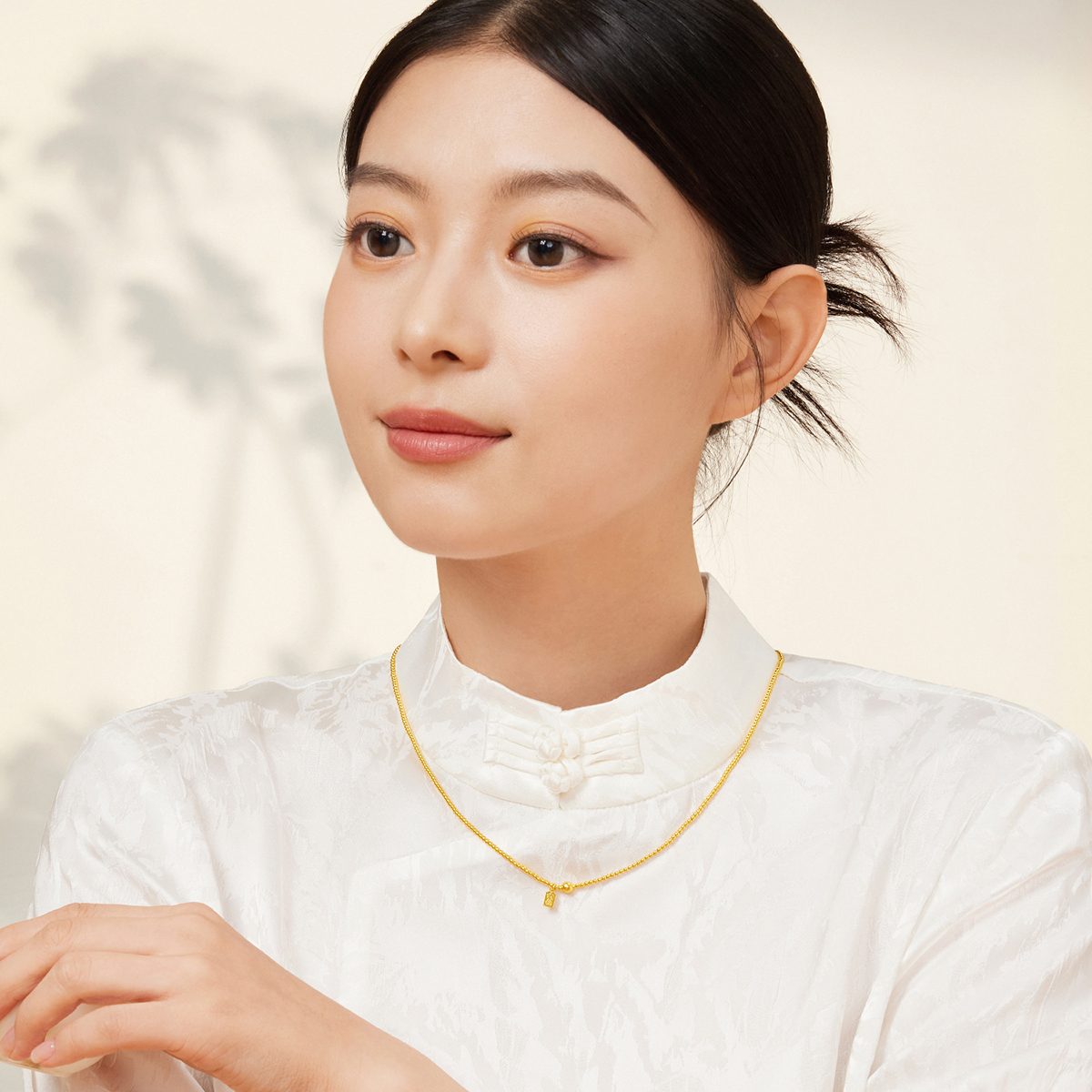 六福珠宝福满传家金珠黄金项链女三圈串珠金手链计价F48TBGN0019