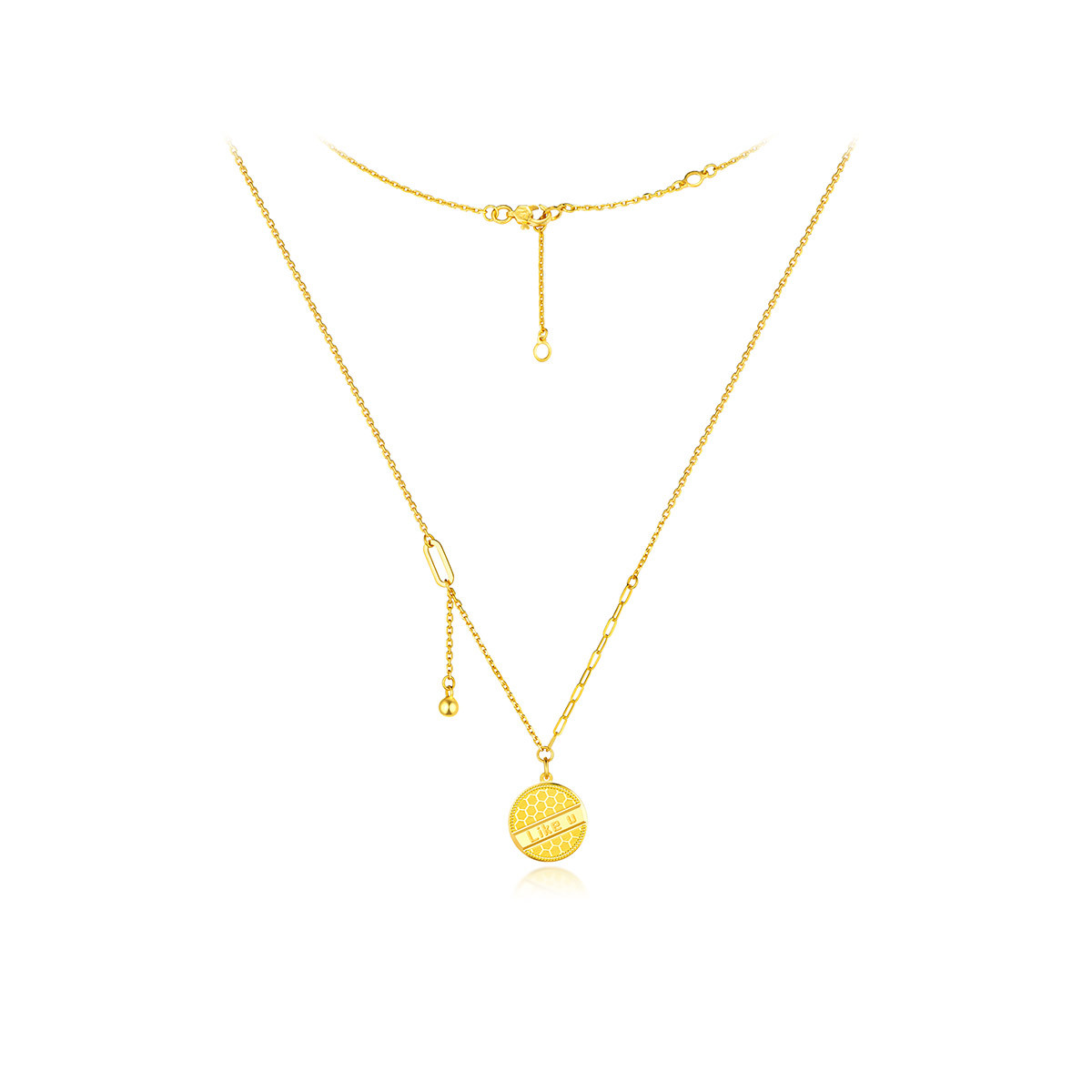 六福珠宝菠萝金闪亮如你黄金项链光影金5G足金套链计价HXGTBN0024【联系客服补货】【1V1直播看货】