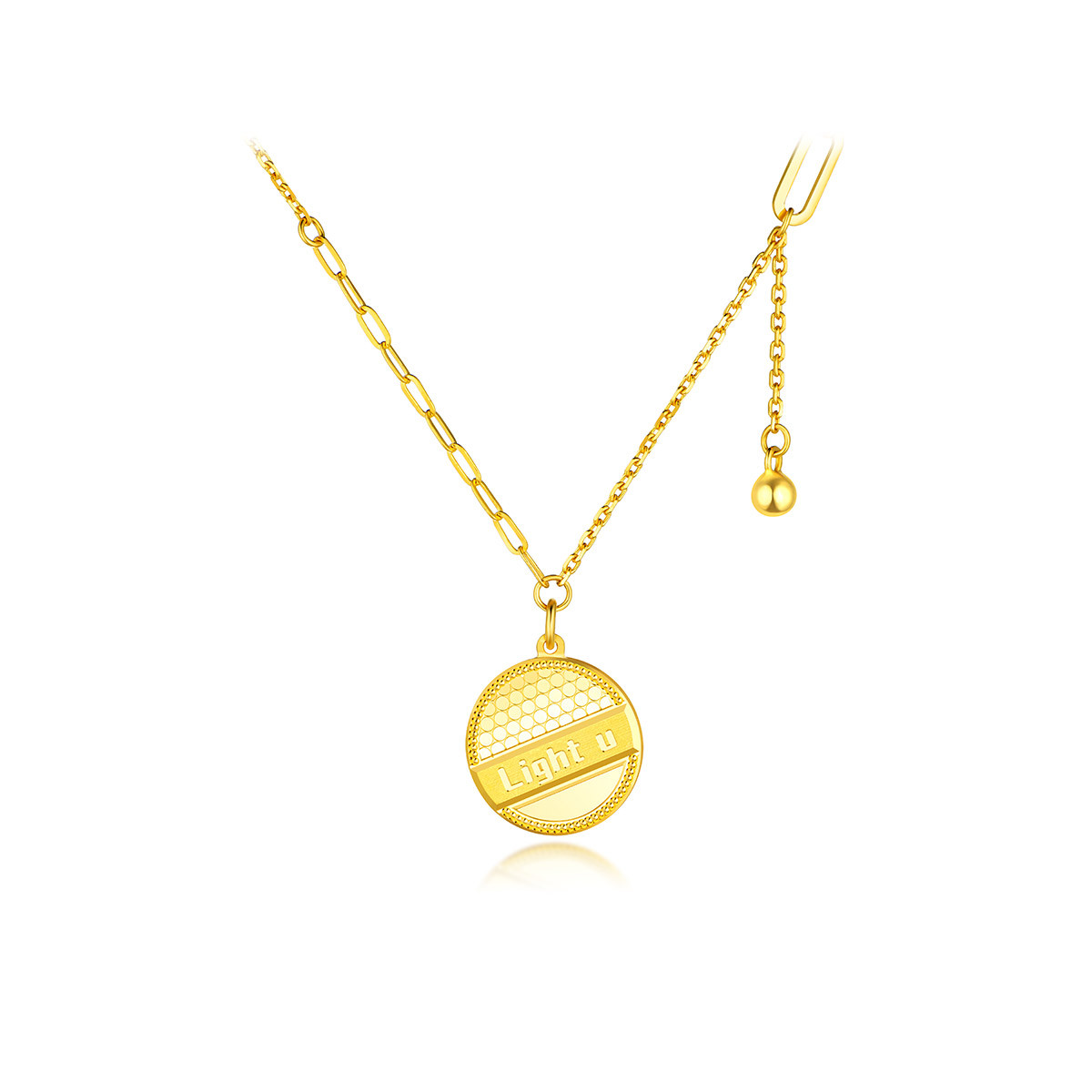 六福珠宝菠萝金闪亮如你黄金项链光影金5G足金套链计价HXGTBN0024【联系客服补货】【1V1直播看货】