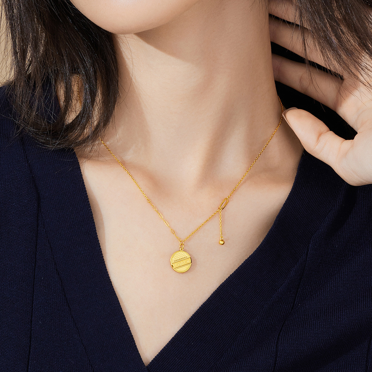 六福珠宝菠萝金闪亮如你黄金项链光影金5G足金套链计价HXGTBN0024【联系客服补货】【1V1直播看货】