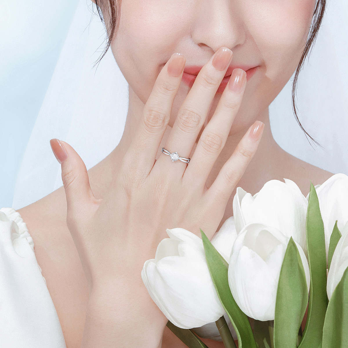 六福珠宝爱很美系列钻石戒指心形爪镶求婚钻戒可刻字定价LB32439【联系客服补货】