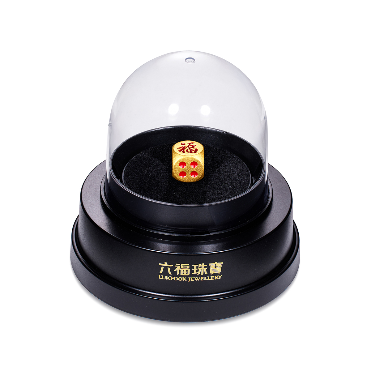 六福珠宝麻将骰子实体黄金摆件收藏工艺品足金饰送礼定价DH0285