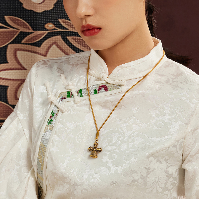 六福珠宝福满传家金刚铃黄金吊坠男女款十字金刚杵计价F63G0037DS【联系客服补货】