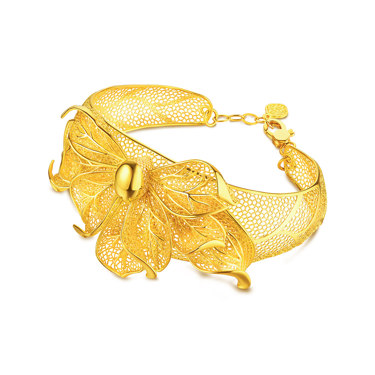 六福珠宝囍爱系列金桂囍事黄金手镯女款结婚三金首饰计价021838AA【1V1直播看货】