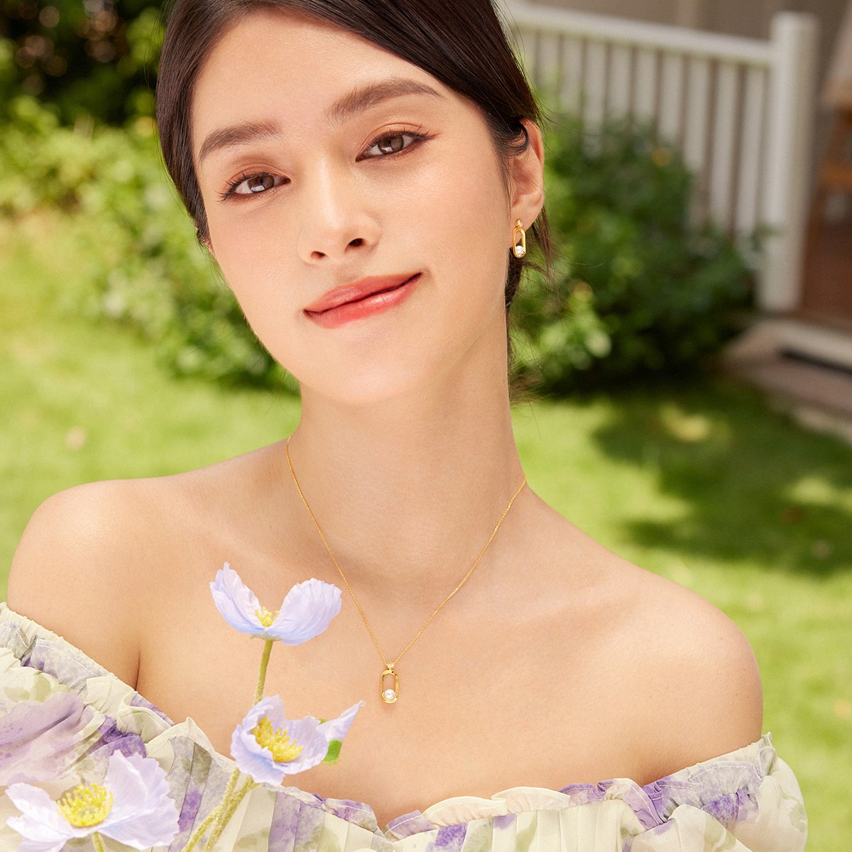 六福珠宝18k金淡水珍珠项链简约女款珍珠吊坠套链定价cMDSKN0098Y