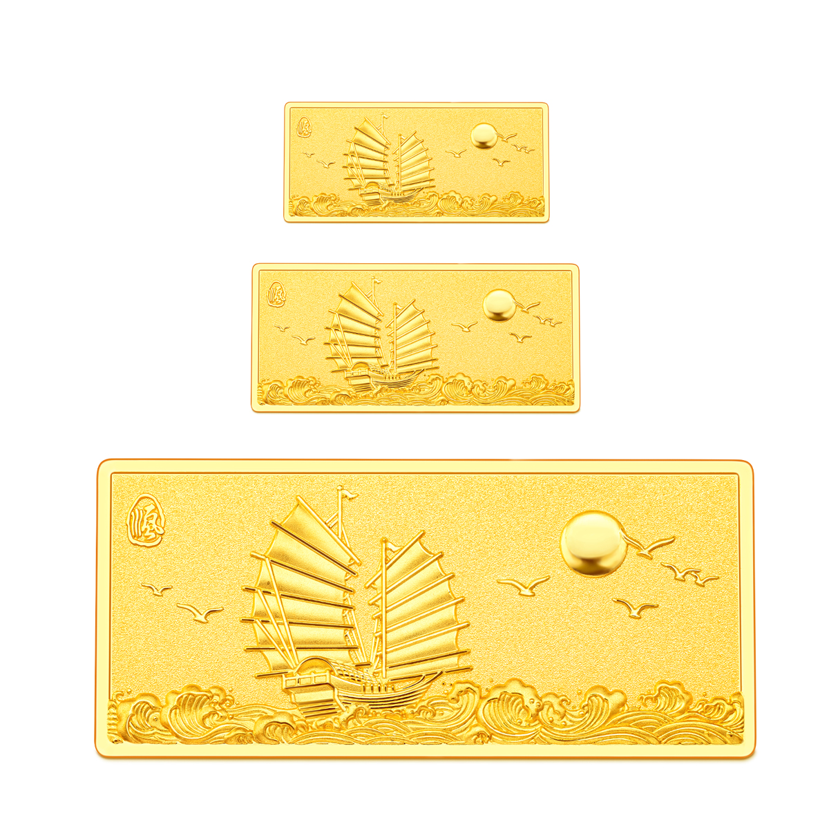 六福珠宝一帆风顺黄金投资金条10克足金摆件收藏计价GMG80042-5【联系客服补货】