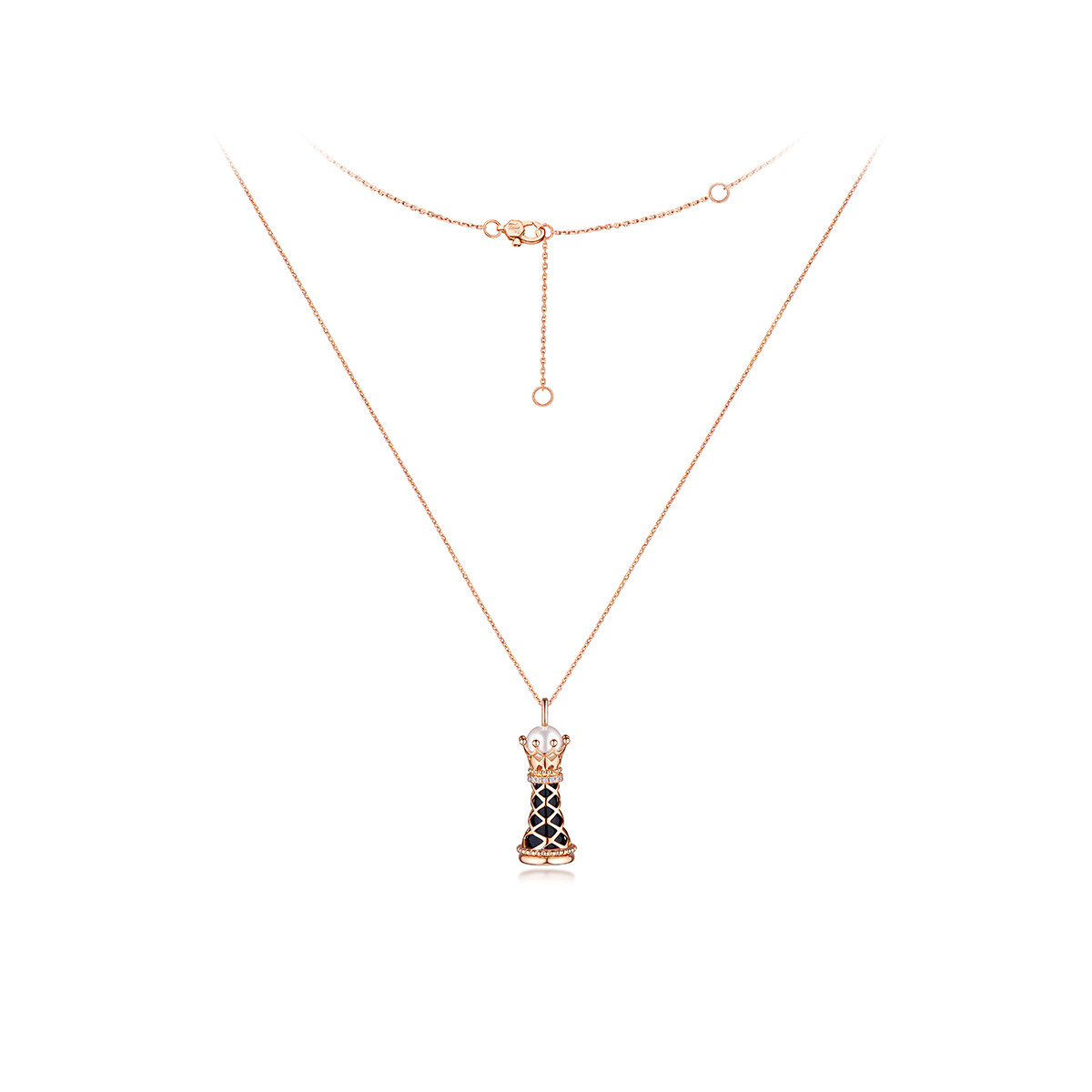 六福珠宝小棋子珍珠钻石项链圆珠18k金套链女定价L74DSKN0004R【联系客服补货】