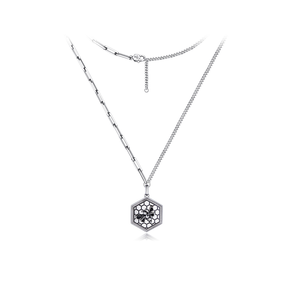 六福珠宝铂950白金吊坠蜜蜂铂金套链男送礼计价001267UA【联系客服补货】【1V1直播看货】