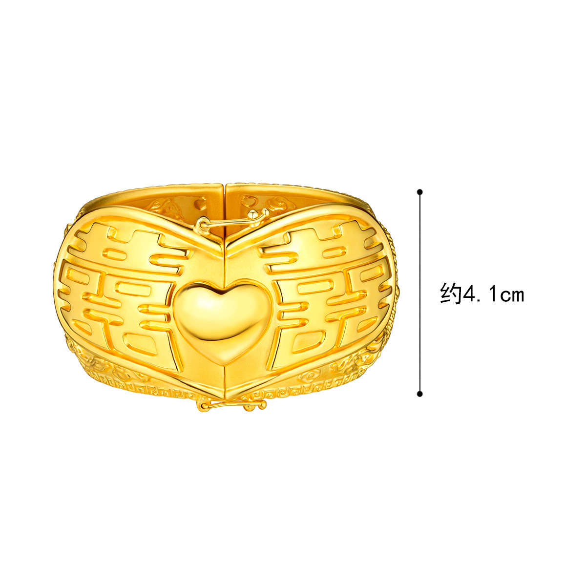 六福珠宝实心黄金手镯女龙凤呈祥足金镯子婚嫁礼计价A03TBGB0021【联系客服补货】