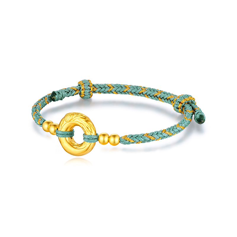 六福珠宝年轮圆环黄金手链福满传家手绳足金正品送礼定价004143SA【预售联系客服咨询】