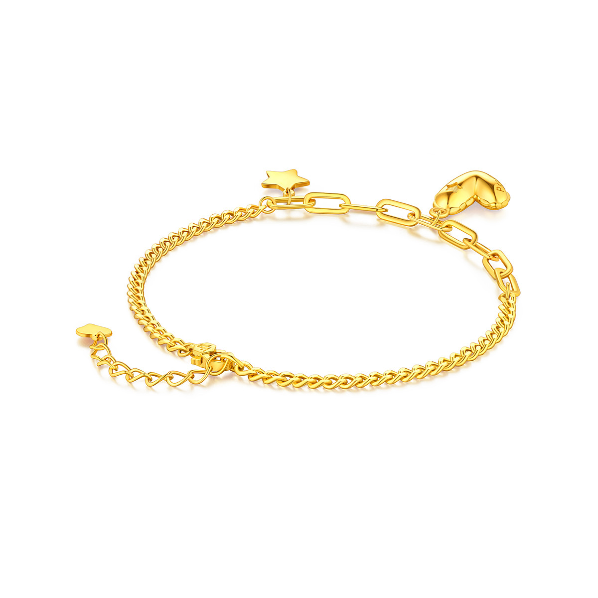 六福珠宝光影金5G黄金手链可刻字星心足金手链送女友计价001899BA【联系客服补货】