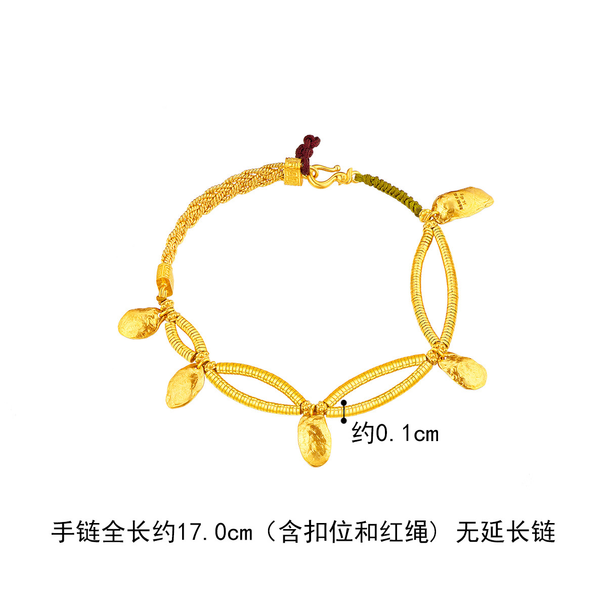 六福珠宝福满传家黄金手链女编织手绳足金送礼计价G21TBGB0011【联系客服补货】【1V1直播看货】