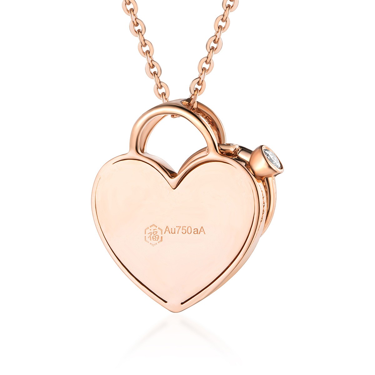 六福珠宝18K金钻石吊坠心形吊坠女款送礼不含链定价N116【联系客服补货】