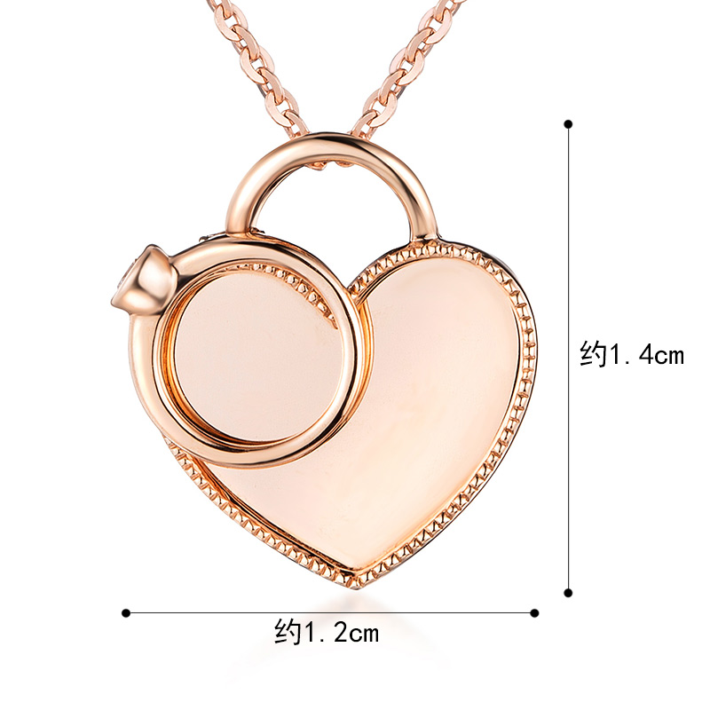 六福珠宝18K金钻石吊坠心形吊坠女款送礼不含链定价N116【联系客服补货】