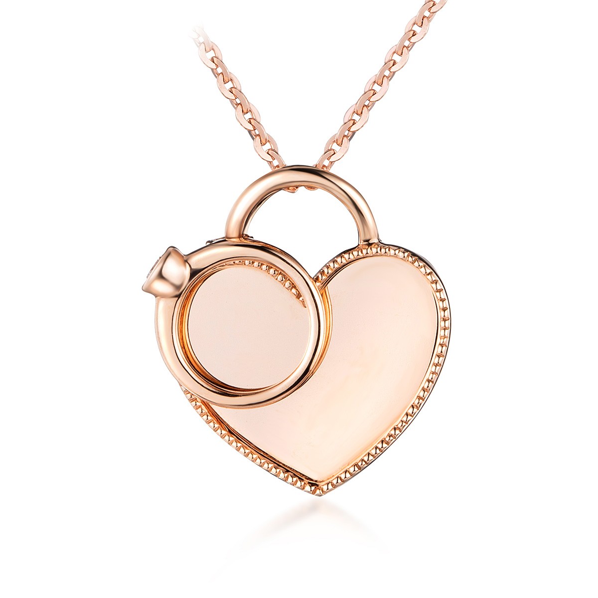 六福珠宝18K金钻石吊坠心形吊坠女款送礼不含链定价N116【联系客服补货】