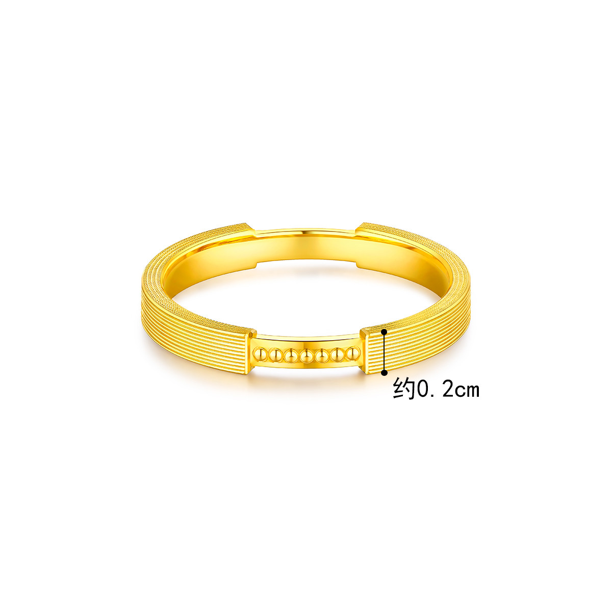 六福珠宝几何实心黄金戒指女个性足金指环可刻字计价GDGTBR0054【联系客服补货】