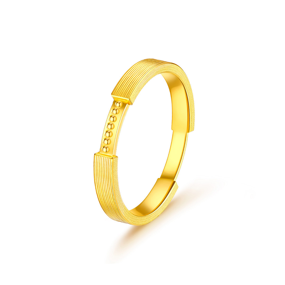 六福珠宝几何实心黄金戒指女个性足金指环可刻字计价GDGTBR0054【联系客服补货】