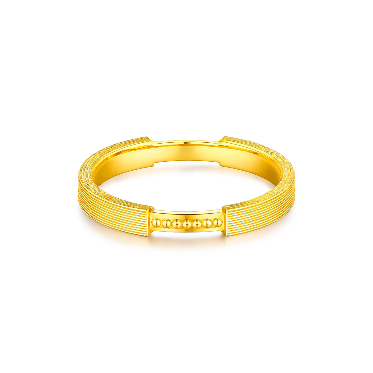 六福珠宝几何实心黄金戒指女个性足金指环可刻字计价GDGTBR0054【联系客服补货】