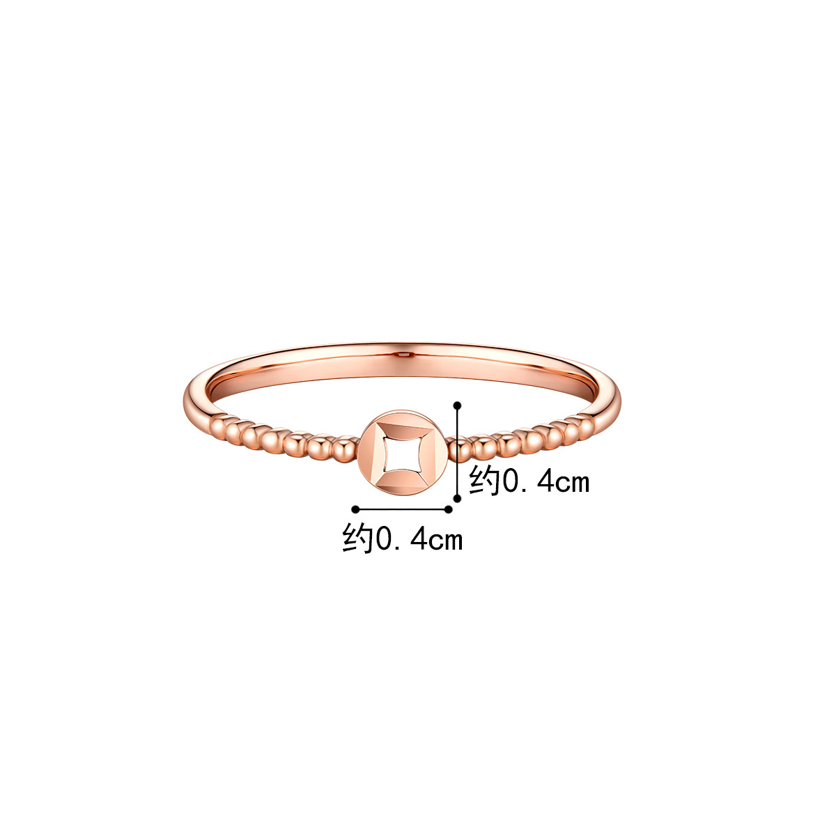 六福珠宝18K金戒指铜钱闭口女款定价L18TBKR0049R