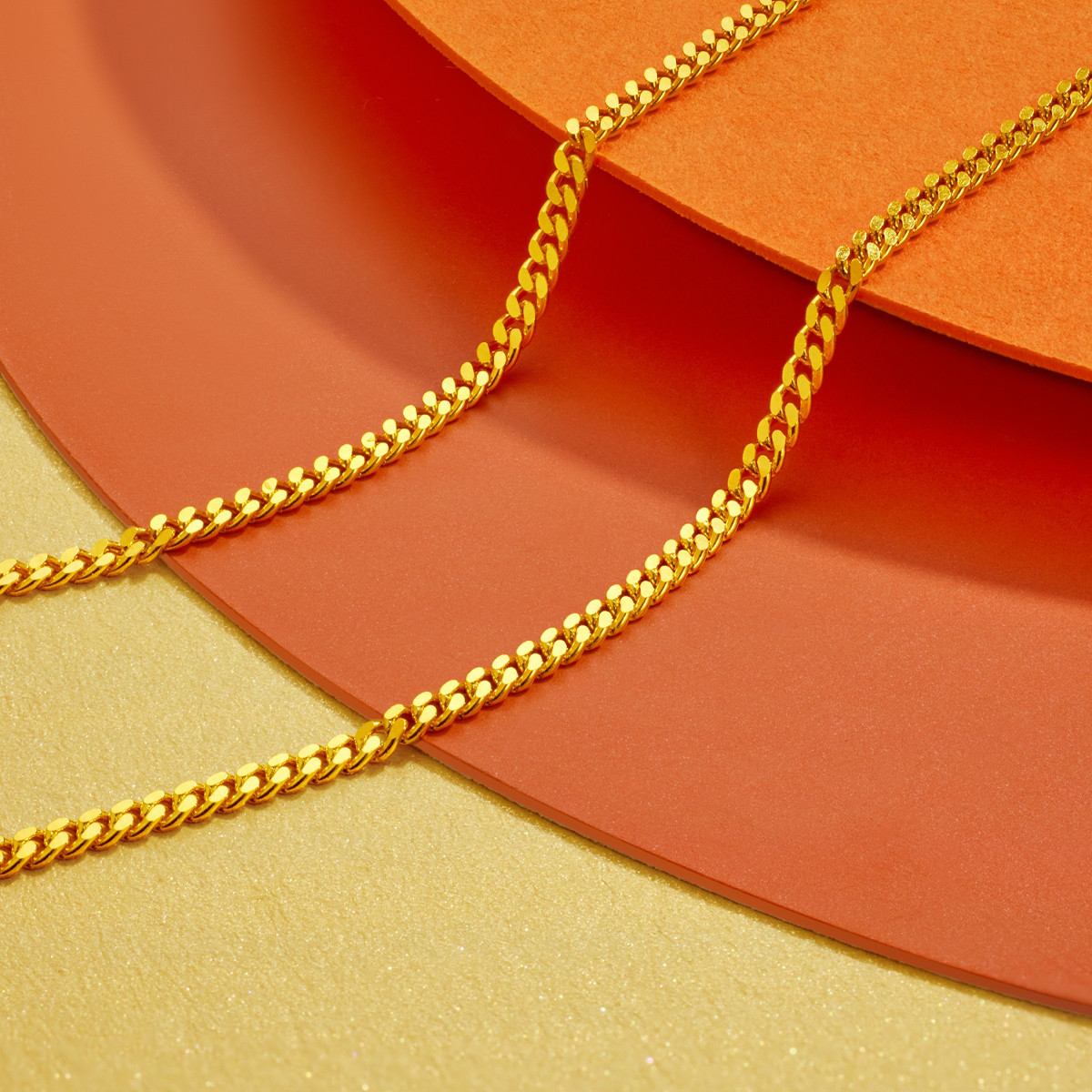 六福珠宝侧身链黄金项链宝宝儿童足金素链满月礼计价L05TBGN0017