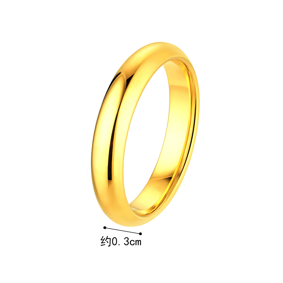六福珠宝泥鳅背黄金戒指男女款素圈戒指实心对戒计价F63G0004DS