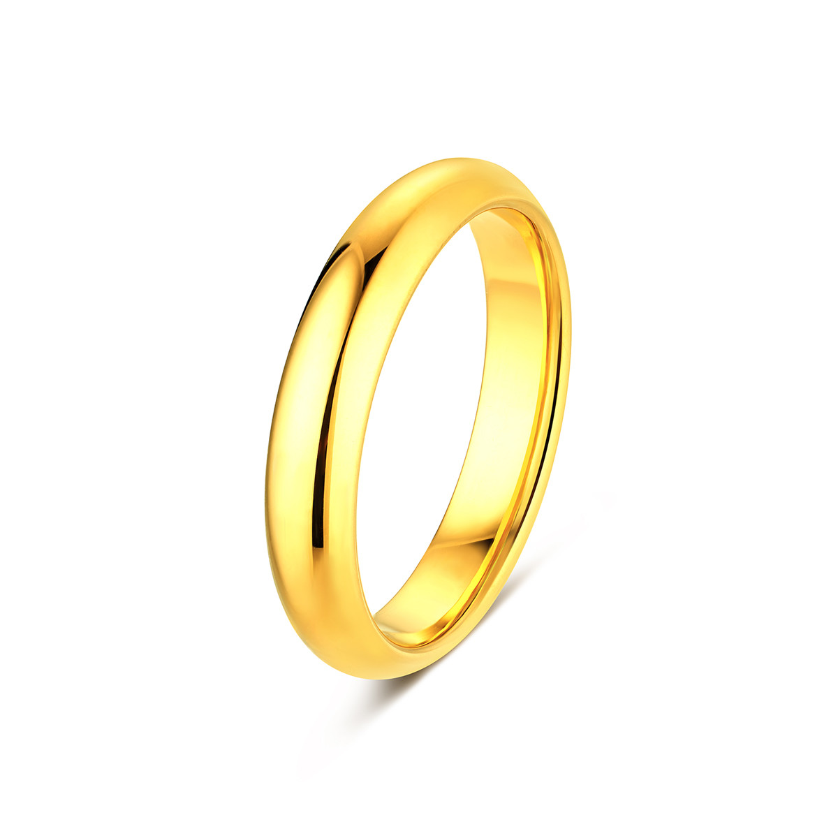 六福珠宝泥鳅背黄金戒指男女款素圈戒指实心对戒计价F63G0004DS