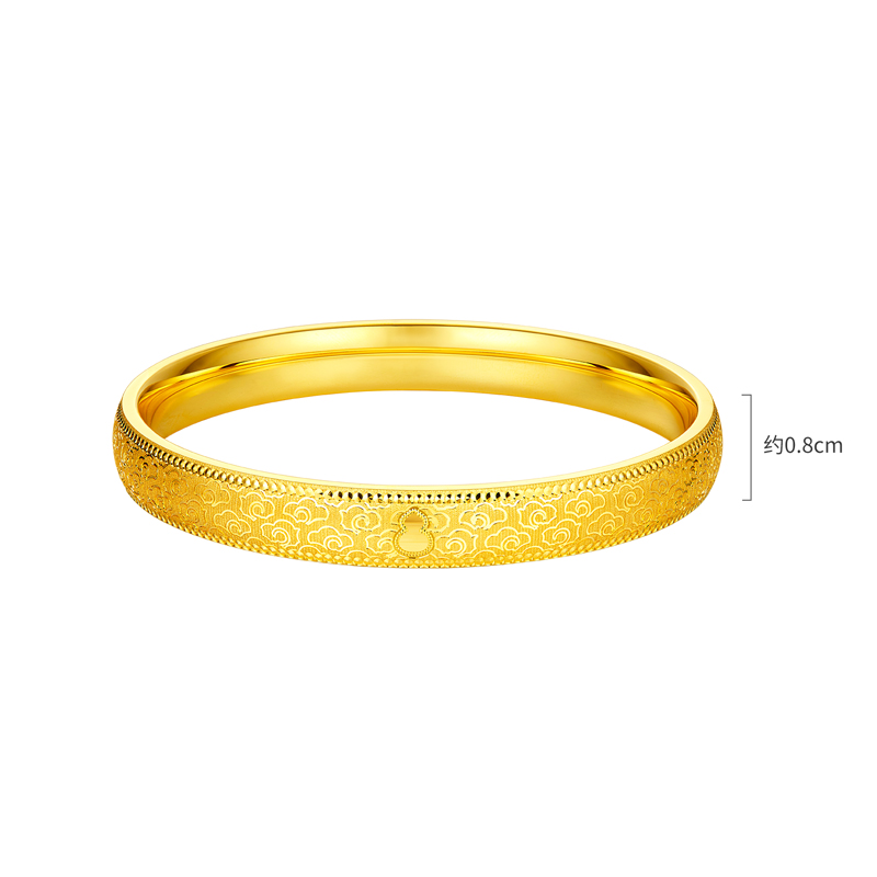 六福珠宝祥云葫芦黄金足金丝绒光感手镯女款计价F63G0071DS