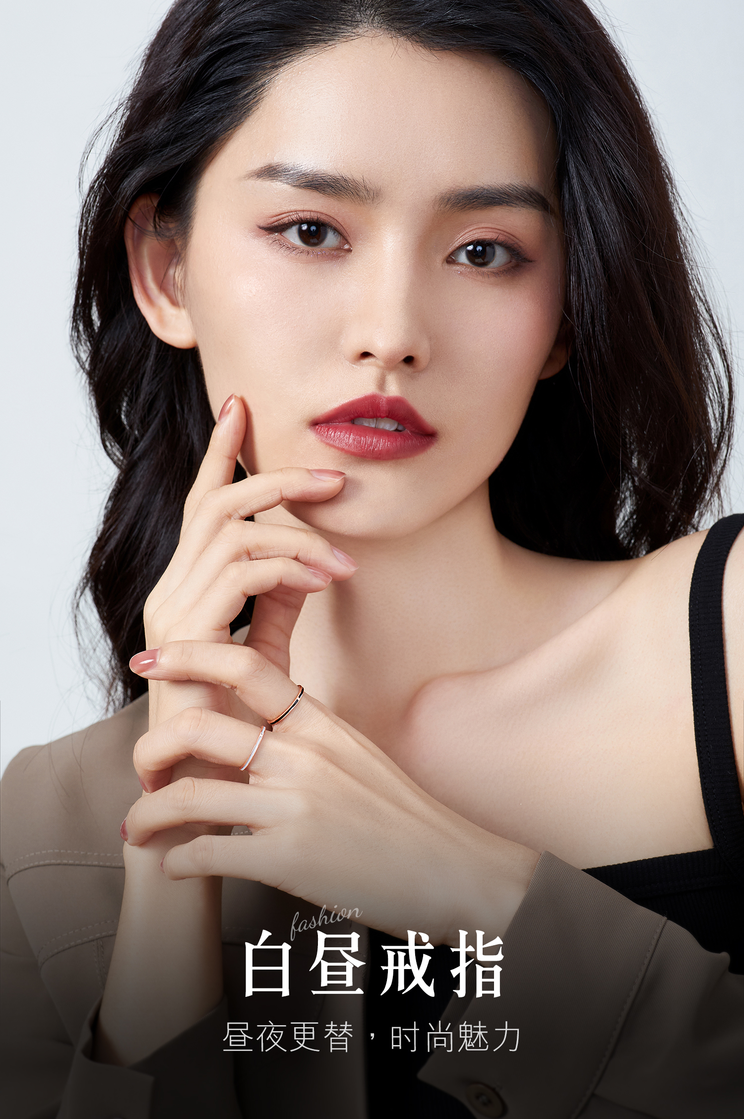 六福珠宝18K金戒指鎏彩工艺玫瑰金戒指女彩金定价L18TBKR0051R【联系客服补货】