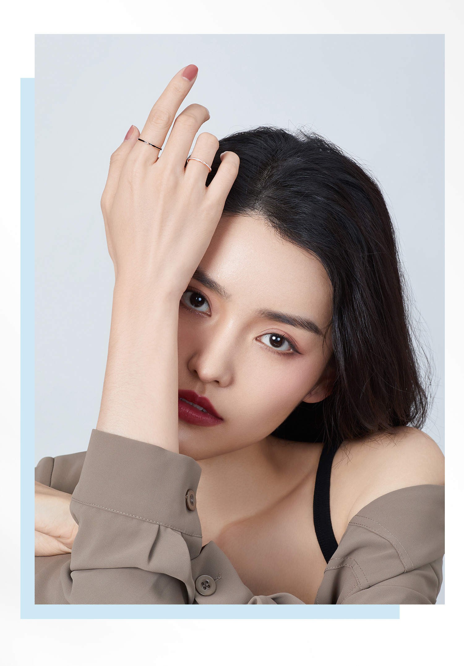 六福珠宝18K金戒指鎏彩工艺玫瑰金戒指女彩金定价L18TBKR0051R【联系客服补货】