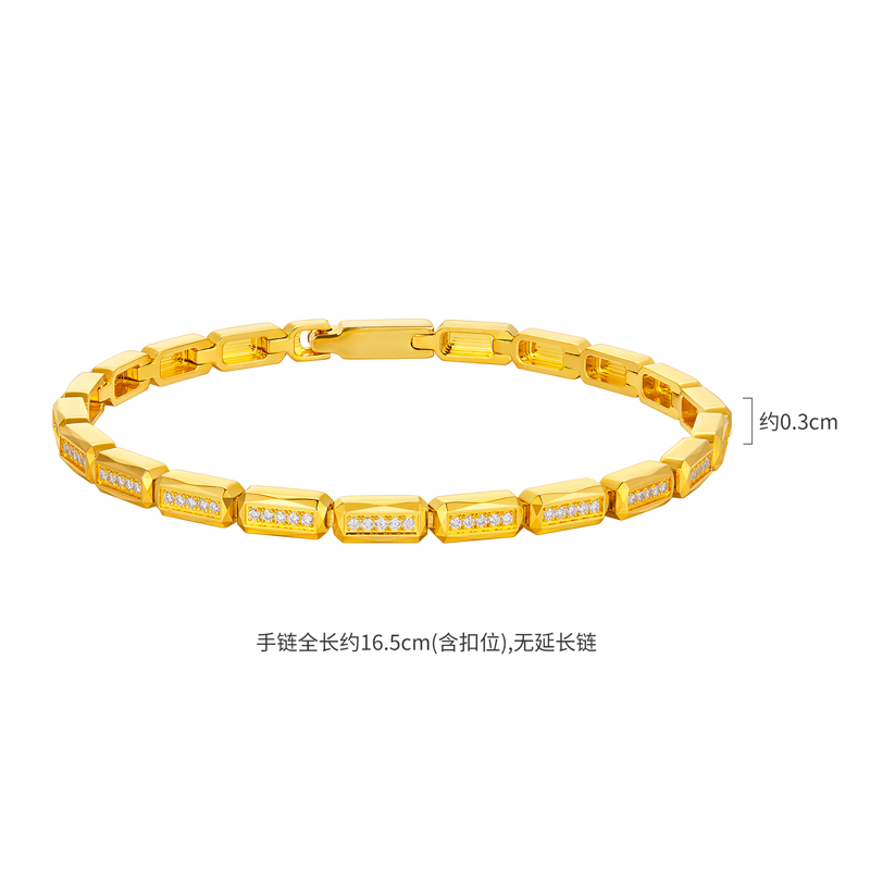 六福珠宝Goldstyle·X巧克力黄金手链女时尚钻石首饰足金027655BA【联系客服补货】