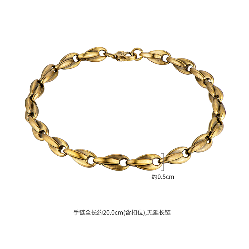 六福珠宝时尚黄金手链男士硬金工艺足金手链送礼计价HGGTBB0009