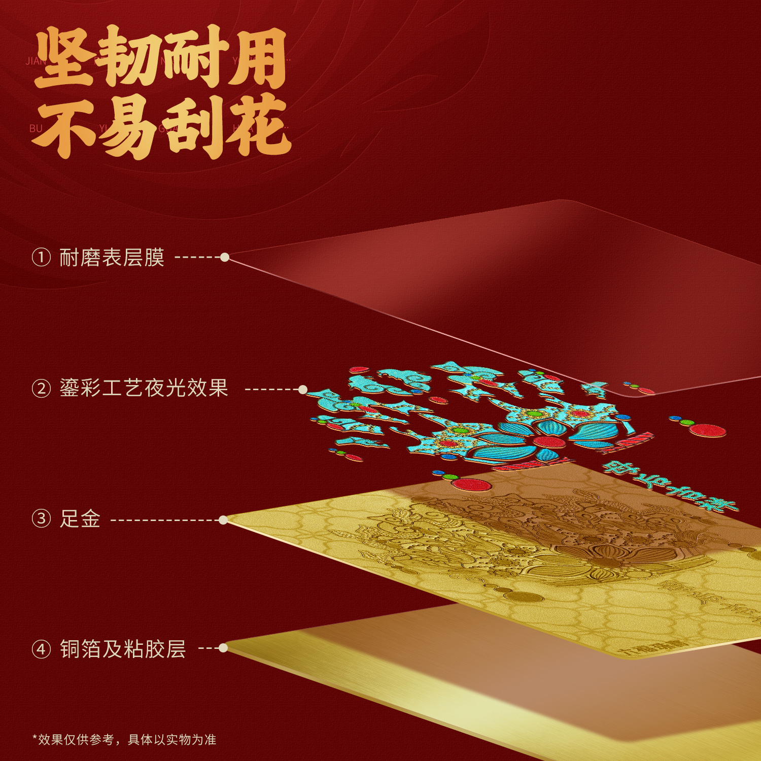 六福珠宝母后吉祥黄金手机贴足金夜光鎏彩凤冠送妈妈GJA0051DS【任意下单6.8折换购】