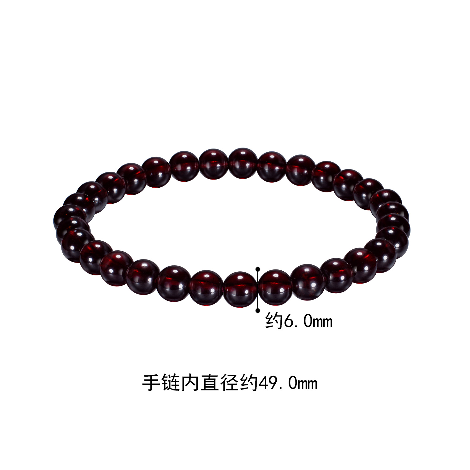 【金币兑换】六福珠宝石榴石手链女手串可搭配DIY串珠6mm定价A03E1ZE06