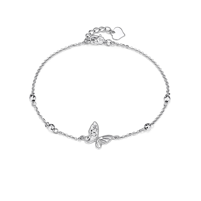 六福珠宝冰蝶映梦铂金手链铂950女碎碎冰白金蝴蝶计价G07P0001DS