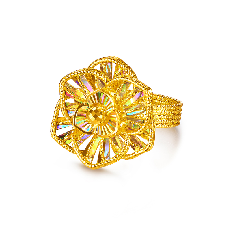 六福珠宝冰·钻良辰美堇黄金戒指女闪耀炫彩足金实心首饰029032RA【联系客服补货】【视频看货】