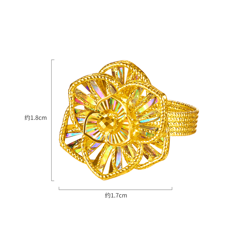 六福珠宝冰·钻良辰美堇黄金戒指女闪耀炫彩足金实心首饰029032RA【联系客服补货】【视频看货】