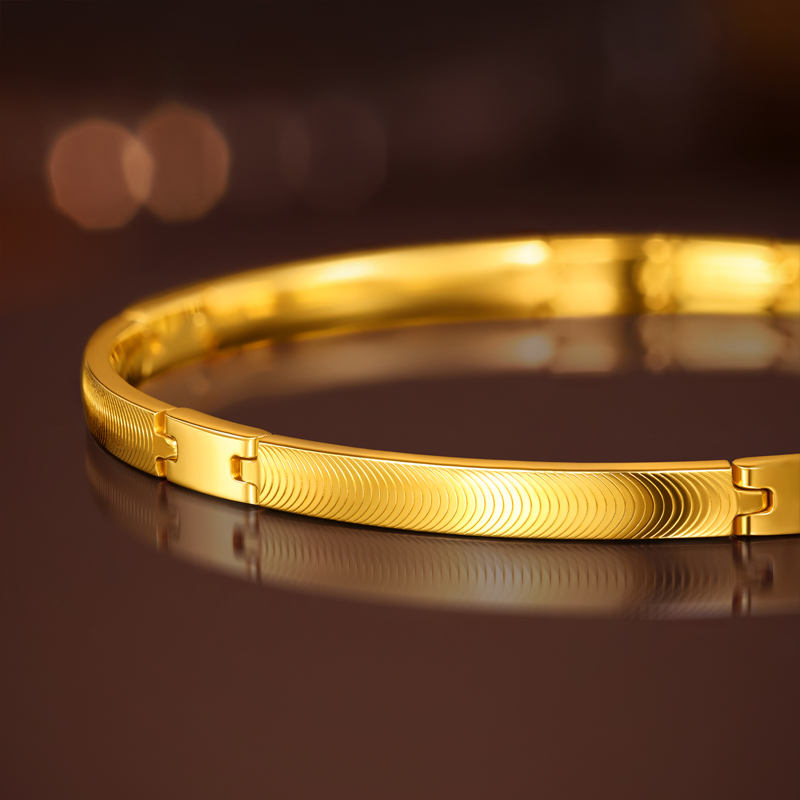 六福珠宝光影金段式链镯月亮纹黄金手链女5G足金手镯计价029185ba【联系客服补货】【1V1直播看货】