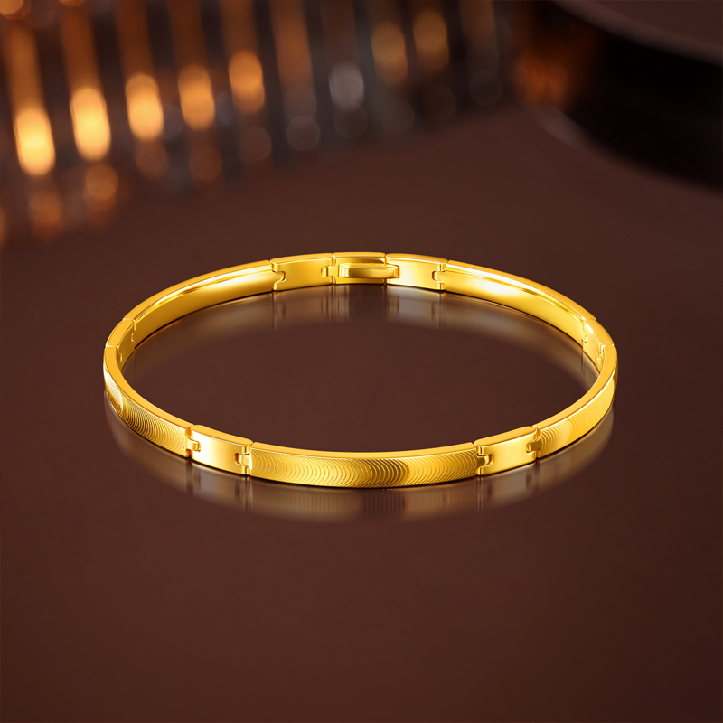 六福珠宝光影金段式链镯月亮纹黄金手链女5G足金手镯计价029185ba【联系客服补货】【1V1直播看货】