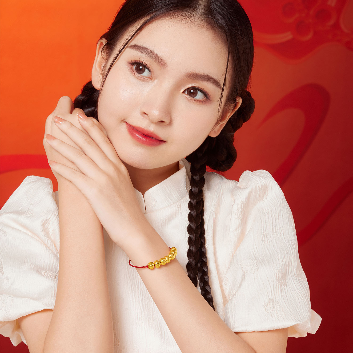 六福珠宝七颗龙珠生肖黄金转运珠女足金串珠手绳定价GDA1TBP0017E