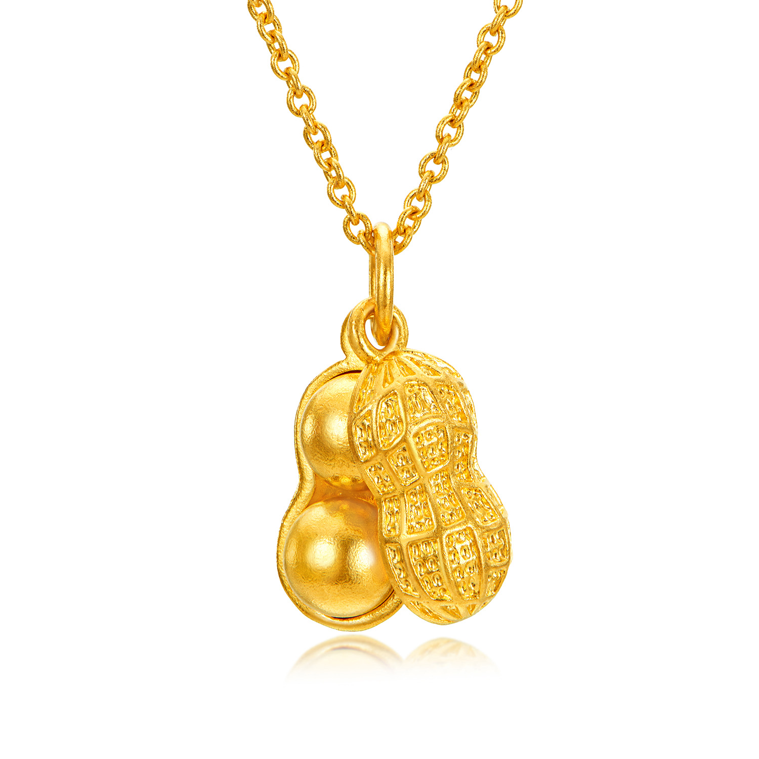 六福珠宝福满传家好事花生黄金吊坠女足金花生挂坠计价L02G0001DS